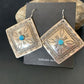 Navajo Blue Turquoise Earrings | Stamped Sterling Silver | Authentic Native American Handmade | 12912