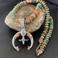 Navajo Pearl Sterling Silver Necklace with Royston Turquoise & Spiny Oyster Naja Pendant | 11579