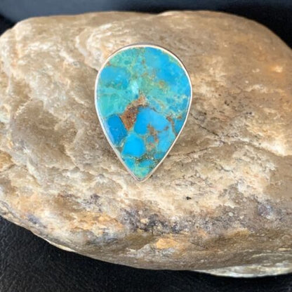 Navajo Blue Kingman Turquoise Ring | Sterling Silver | Sz 8 | Authentic Native American Handmade | 12792