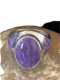 Navajo Purple Charoite Inlay Ring | Sterling Silver | Sz 8.5 | Authentic Native American Handmade | 01452