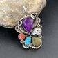Navajo Sugilite, White Buffalo Turquoise, Spiny Oyster Multi-Stone Pendant | Authentic Native American Sterling Silver | Multi-Stone | 1224