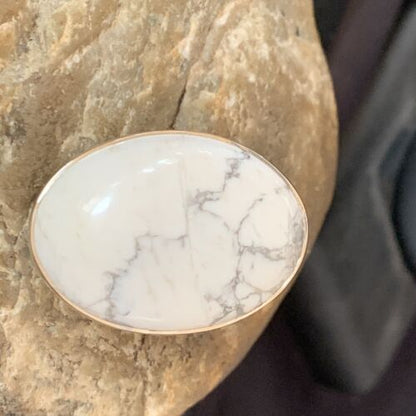 Native American Women's Navajo White Howlite Ring | Sterling Silver | Sz 8 | 11725