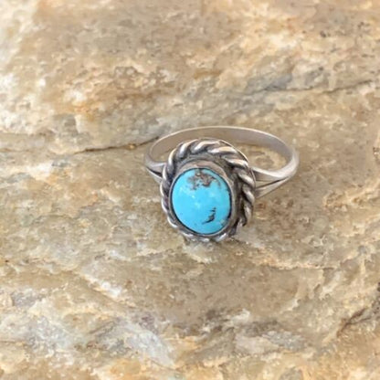 Southwestern Old Pawn Navajo Blue Turquoise Ring | Sterling Silver | Sz 5.5 | 10775