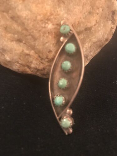 Native American Turquoise Cluster Pin | Navajo Sterling Silver | Old Pawn | Authentic Handmade | 8018