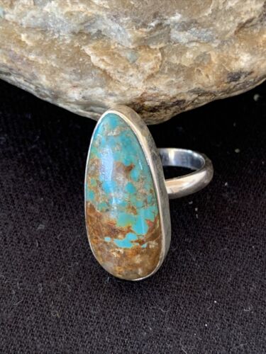 Native American Women's Navajo Arizona Turquoise Ring | Sterling Silver | Sz 10 | 00726