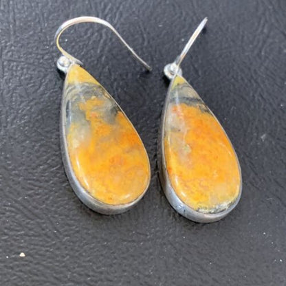 Native American Women's Navajo Bumblebee Jasper Earrings | Sterling Silver | Handmade | 12027