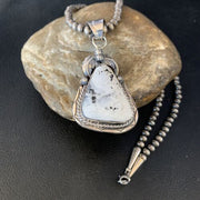 Men's Women's White Buffalo Turquoise Pendant | Sterling Silver Necklace | Authentic Native American Handmade | 14199