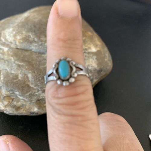 Southwestern Old Pawn Navajo Blue Turquoise Ring | Sterling Silver | Sz 5.5 | 10774