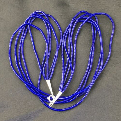 Southwestern Blue Lapis Heishi 5-Strand Necklace | Sterling Silver | 17" | 10260