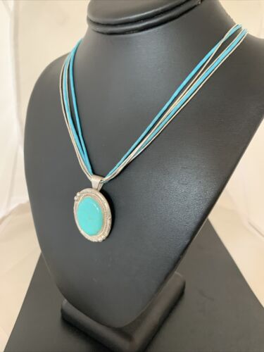 Navajo Green Turquoise Liquid Heishi Necklace | Sterling Silver | 5 Strand | Authentic Native American | 02050