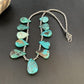 Southwestern Navajo Pearls Necklace | Sterling Silver Blue Turquoise Teardrop | 13151