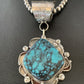 Men's Navajo Blue Spiderweb Turquoise Pendant Necklace | Sterling Silver | Authentic Native American Handmade | 10663