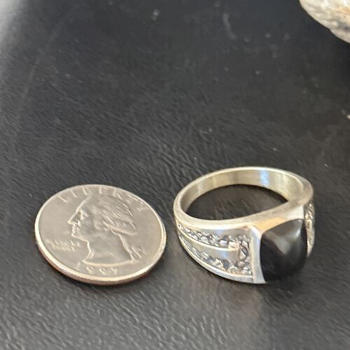 Native American Men's Navajo Handmade Sterling Silver Black Onyx Ring | Sz 12.5 | 14446