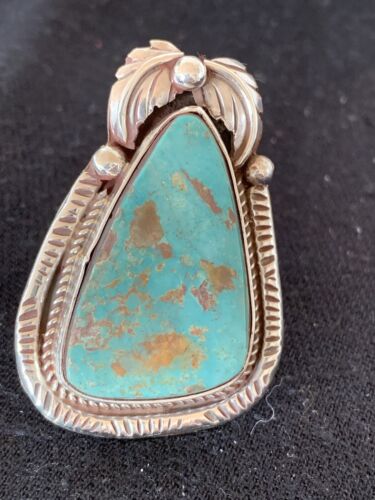 Southwestern Navajo Blue Royston Turquoise Ring | Sterling Silver | Sz 9 | 552