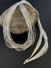 Southwestern Liquid Silver Heishi Necklace | 30 Strands | Sterling Silver Tubes | 26" | 02215