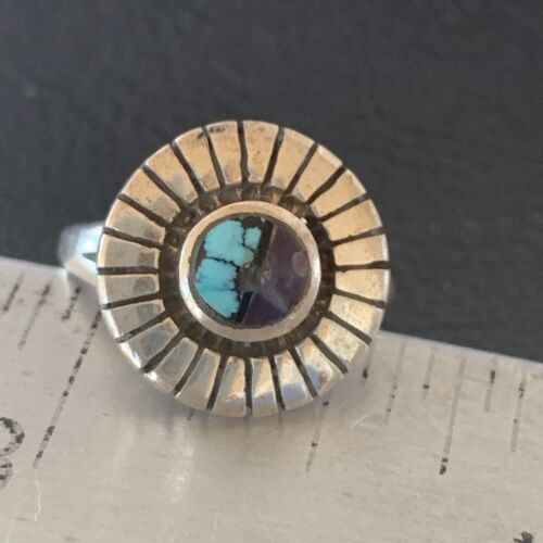 Native American Women's Navajo Blue Turquoise Sugilite Inlay Ring | Sz 5.5 | 11176