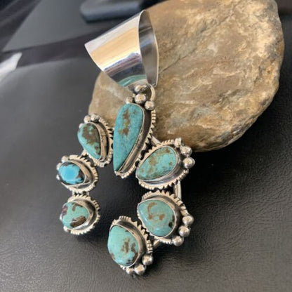 Navajo Southwestern Spiderweb Turquoise Pendant | Authentic Native American Sterling Silver | Naja | 2223