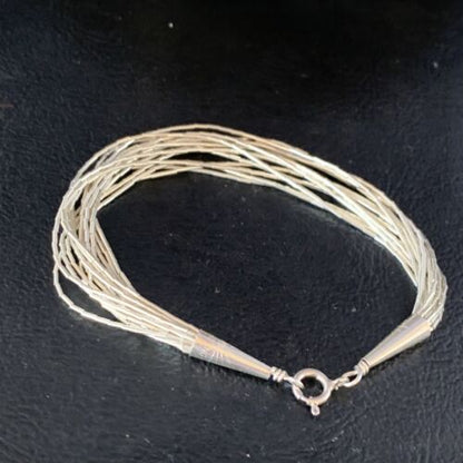 Native American Women's Liquid Silver Heishi Bracelet | 15 Strand | Sterling Silver | 8" | 13613