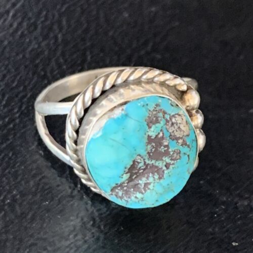 Navajo Blue Kingman Turquoise Ring | Sterling Silver | Sz 9 | Authentic Native American Handmade | 13529