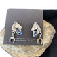 Navajo Blue Lapis & Turquoise Horse Inlay Earrings | Sterling Silver | 1" | Authentic Native American Handmade | 1514