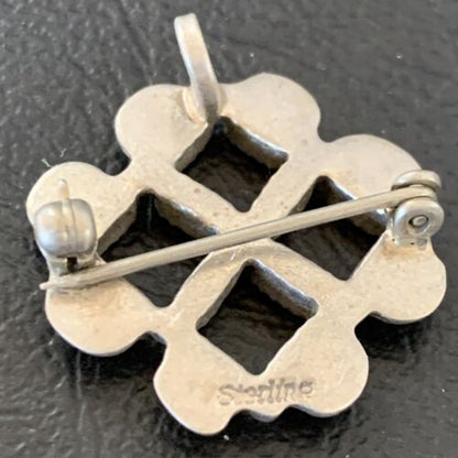 Zuni Blue Turquoise Pin Pendant | Sterling Silver | Authentic Native American Handmade | 12133