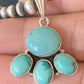Navajo Pearl Necklace with Blue Cluster Turquoise Pendant | Sterling Silver | 12498