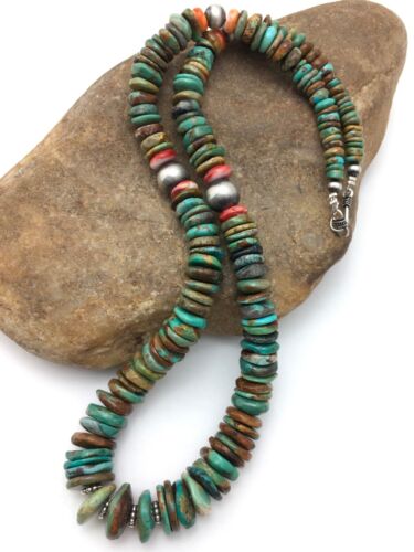 Authentic Navajo Turquoise Graduated Necklace | Sterling Silver | 23" | Native American Jewelry | 4363