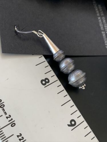 Navajo Pearls Bead Earrings | Sterling Silver Stamped | Authentic Native American Handmade | 13045