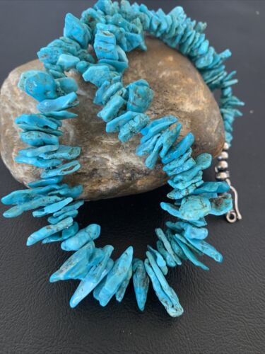Navajo Pearls Necklace | Sterling Silver | Sleeping Beauty Kingman Turquoise | 18" | 1773