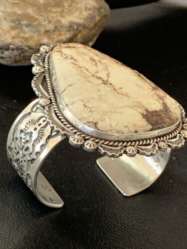 Native American Men's Wild Horse Turquoise Cuff Bracelet | Navajo Sterling Silver | 1416