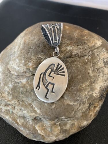 Hopi Kokopelli Stamped Pendant | Sterling Silver | Authentic Native American Handmade | 02031