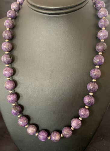 Navajo Purple Charoite Necklace | Sterling Silver | 20" | Authentic Native American Handmade | 11961