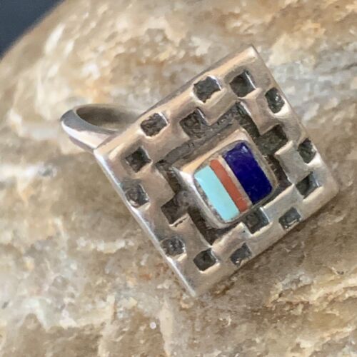 Southwestern Women's Turquoise Blue Lapis Spiny Inlay Ring | Sz 5 | Navajo | 13167