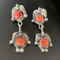 Navajo Red Spiny Oyster Dangle Earrings | Sterling Silver | Authentic Native American Handmade | 2066
