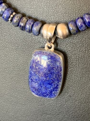 Native American Navajo Blue Lapis Pendant Necklace | Sterling Silver | 12249