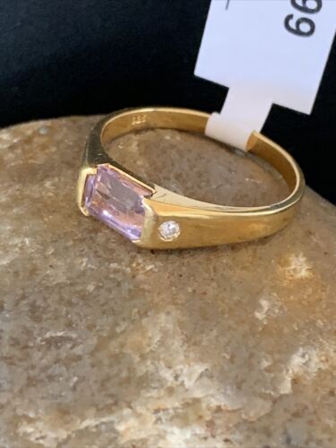 Navajo Women's Purple Amethyst Ring | Sterling Silver Gold Plated | Sz 9 | Authentic Native American Handmade | 01799
