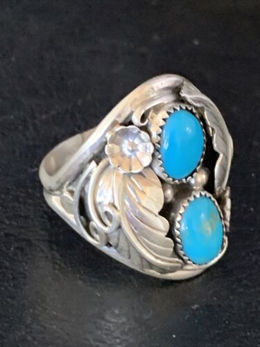 Navajo Kingman Turquoise Multi-Stone Ring | Authentic Native American Sterling Silver | Sz 10.5 | 14172