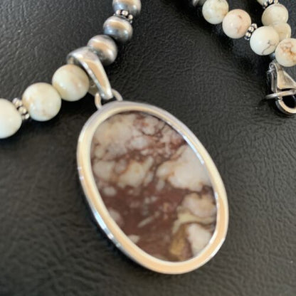 Navajo Wild Horse Turquoise Necklace Pendant | Sterling Silver | 21" | Authentic Native American Handmade | 13316