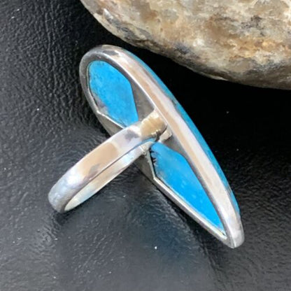 Navajo Blue Kingman Turquoise Ring | Sterling Silver | Sz 10 | Authentic Native American Handmade | 11728 - Masha USA