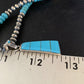 Navajo Blue Turquoise Inlay Pendant Necklace | Sterling Silver | Authentic Native American Handmade | 13866