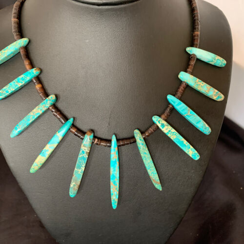 Navajo Blue Jasper Choker Necklace | Sterling Silver Shell Bead | 20" | Authentic Native American Handmade | 11463