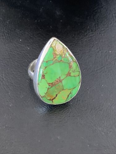 Navajo Green Mojave Turquoise Ring | Sterling Silver | Sz 7 | Authentic Native American Handmade | 11796