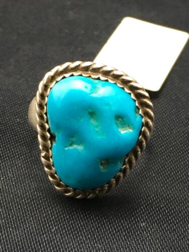 Native American Kingman Turquoise Navajo Ring | Sterling Silver | Sz 6.75 | 3492