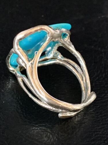 Navajo Blue Kingman Turquoise Ring | Sterling Silver Adjustable Wire | Sz 8 | 13536 - Masha USA