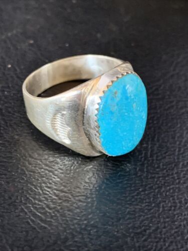 Navajo Blue Kingman Turquoise Ring | Sterling Silver | Sz 11 | Authentic Native American Handmade | 14144
