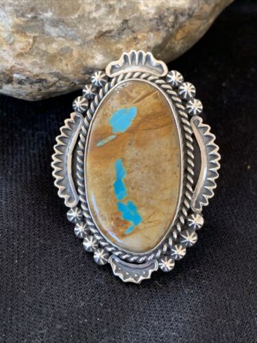 Navajo Blue Boulder Turquoise Ring | Sterling Silver | Sz 7 | Authentic Native American Handmade | 748
