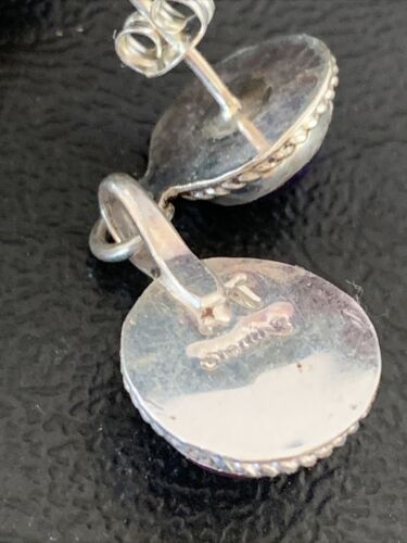 Navajo Purple Sugilite Post Dangle Earrings | Sterling Silver | Authentic Native American Handmade | 1598