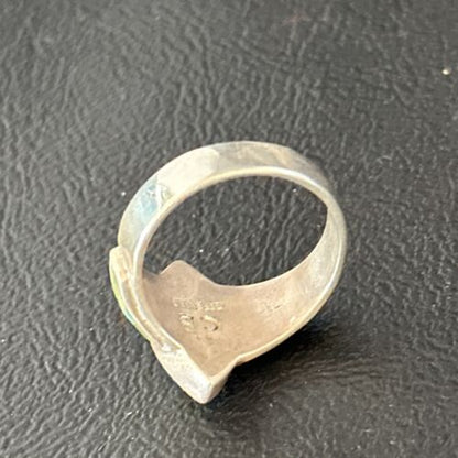 Navajo Blue Green Turquoise Inlay Ring | Sz 7 | Authentic Native American Handmade | 14562