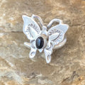 Southwestern Navajo Black Onyx Butterfly Ring | Sterling Silver | Adj Sz 8 | 10384
