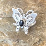 Southwestern Navajo Black Onyx Butterfly Ring | Sterling Silver | Adj Sz 8 | 10384